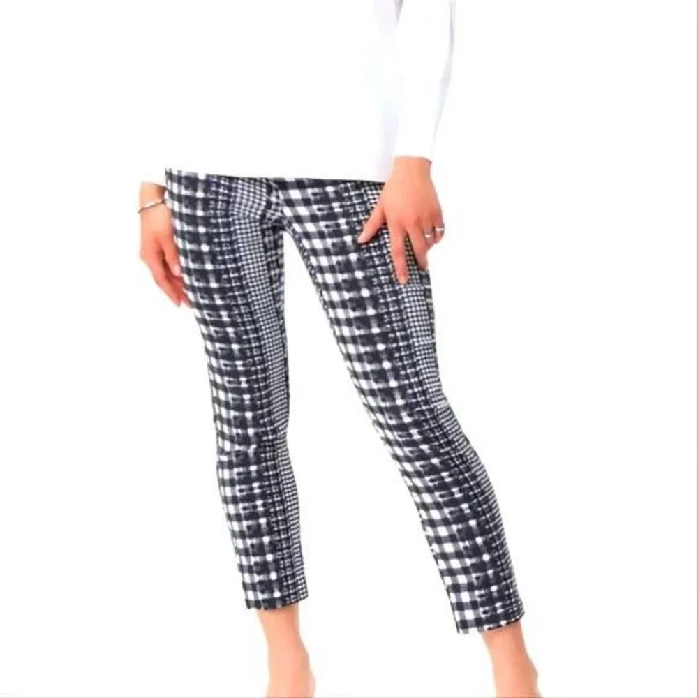 Joseph Ribkoff Vanilla Black Pants Style 231273 Plaid Mixed Print Cropped Size 8